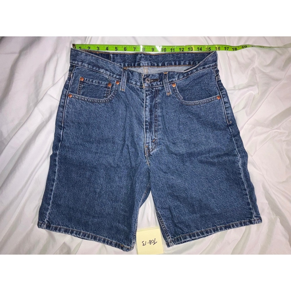Levis 505 Regular Fit Denim Shorts Mens 32 Blue Wash Straight Leg Cotton T08-13